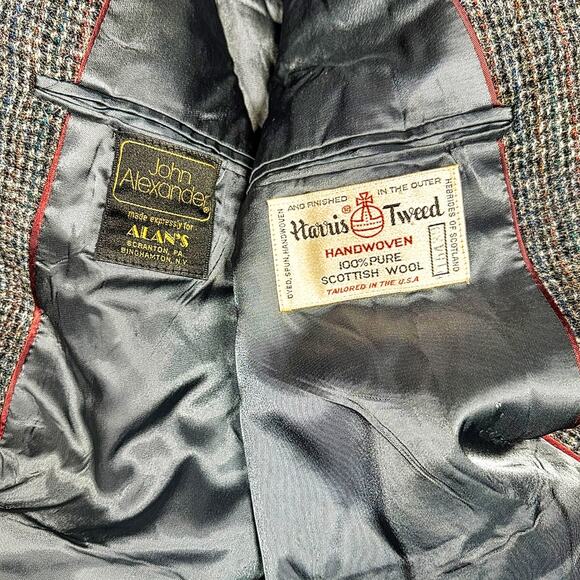 John Alexander x Harris Tweed Check Weave Sport Coat 42R - Picture 8 of 8
